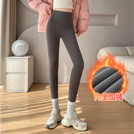 High-End Sports Pants for Women, Spring and Autumn, Non-Binding, Plus Size, High-Waisted, Tummy Control Yoga Pants, Fleece-Lined, Tight-Fitting Leggings