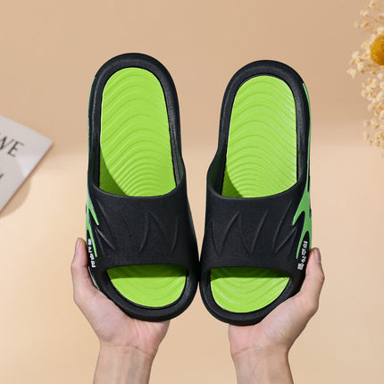 Free shipping new men's one-word slippers with shit feeling home bathroom non-slip fashionable breathable men's slippers