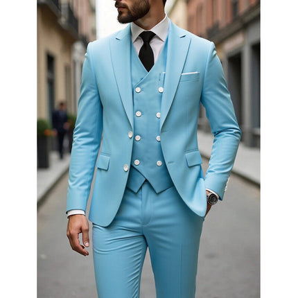 Foreign Trade Cross-Border Youth Slim-Fit Suit Set Men's Suit Three-Piece Set Wedding Dress Groomsmen