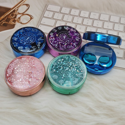 Simple constellation quicksand contact lens case contact lens storage box round companion box coated double box wholesale