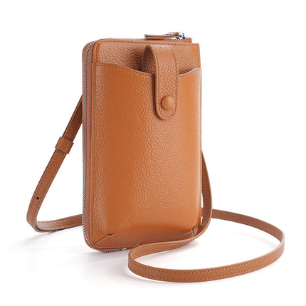 Foreign trade genuine leather crossbody mobile phone bag high-grade first layer cowhide trendy girl mini shoulder mobile phone small bag vertical