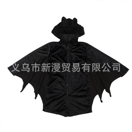 Women's Vampire Bat Cosplay Hooded Costume Halloween Black Bat Jumpsuit Prom Performance Costume