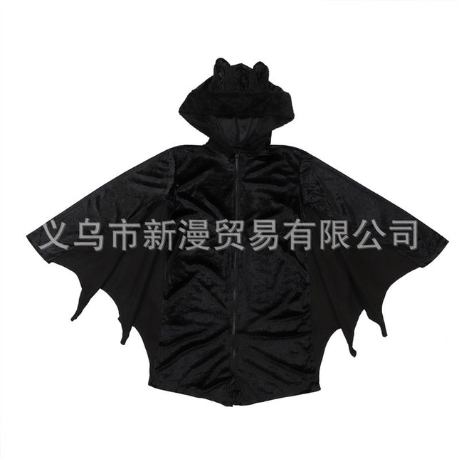 Women's Vampire Bat Cosplay Hooded Costume Halloween Black Bat Jumpsuit Prom Performance Costume