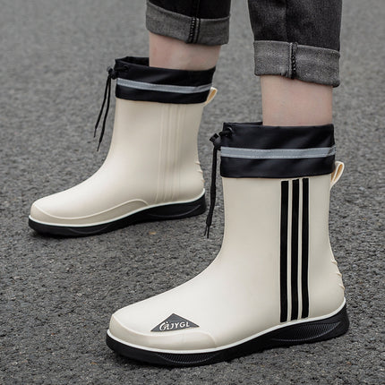 Fashion Short Thickened Waterproof Shoes Men's Rain Boots Warm Working Rubber Shoes Non-Slip Fishing Kitchen Rain Boots