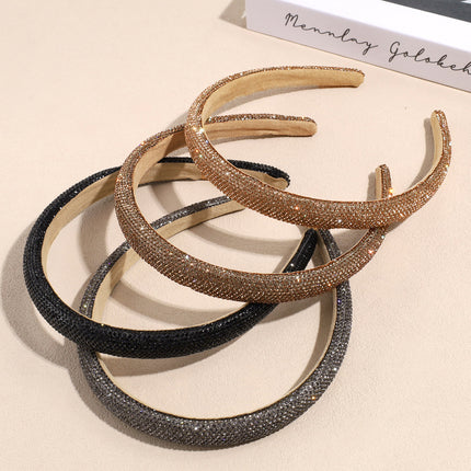 Cross-border new high head full drill super flash hair hoop net red women's sponge hair hoop water drill head hoop hair accessories wholesale