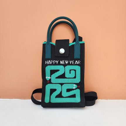 2026 Knitted Mobile Phone Bag, Small Square Bag, Versatile Crossbody Bag, Handbag, Commuting Casual, Artistic National Style