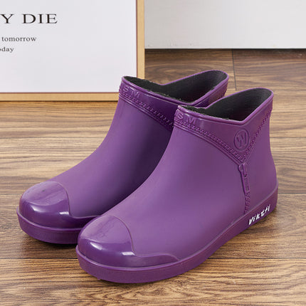 Women's Fashionable Low-rise Flat Rain Boots Cotton Rain Boots for Outer Wear Korean Style Fashionable Low-rise Women's Shoes for Kitchen Work