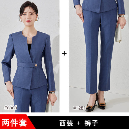 Black Suit suit Women's Spring and Autumn New Professional Fortress Jewelry Gold Shop Tooling Front Desk Reception Sales Work Clothes