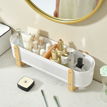 Household Desktop with Partition Room Basket Bathroom Cosmetics Large Capacity Storage Basket Creative and Practical Storage Rack