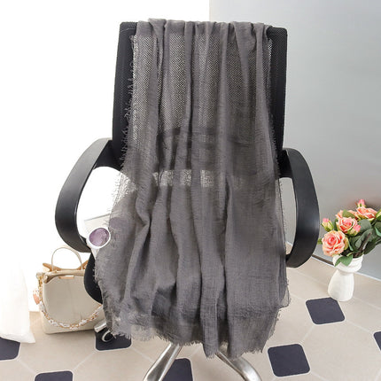 New Spring and Summer Fashion Cotton and Linen Solid Color Headscarf Beach Towel Sun Protection Large Size Silk Scarf Shawl for Women
