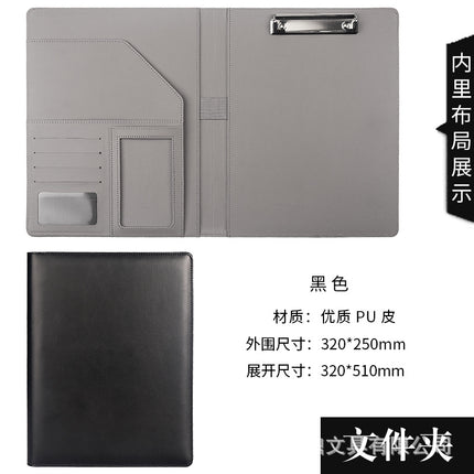 A4 Leather File Clipboard with 8-Digit Calculator Multi-Functional Manager Clip Car 4S Shop Folder to Make Log Storage
