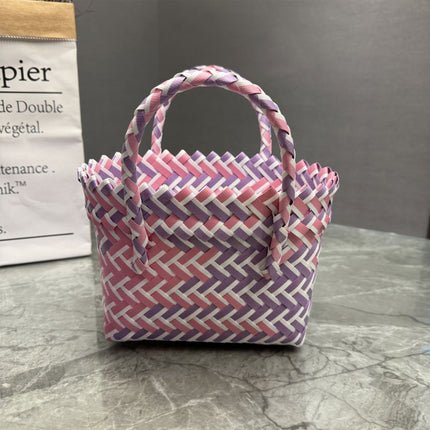 Plastic Woven Bow Basket Bag / Sac Panier Tressé Nœud Plastique