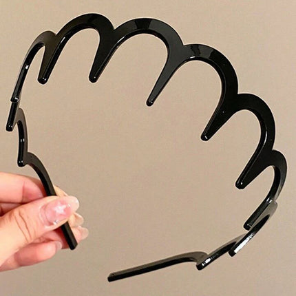 High Elastic Toothed Wave Hair Band Women's 2024 New Style Broken Hair Finishing High Cranial Top Head Band Summer Face Washing Special Hair Stamp