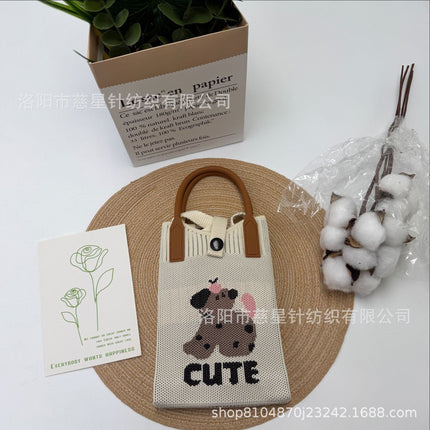 Girl's Heart-Shaped Knitted Crossbody Bag