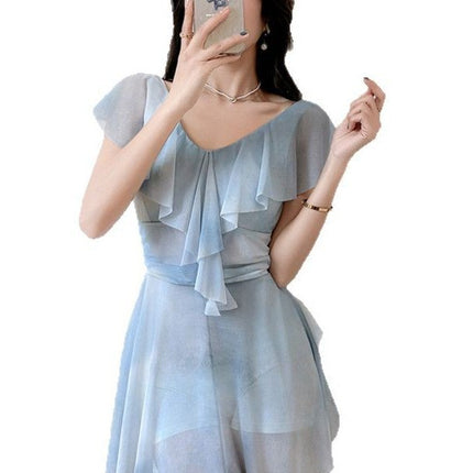 Fairy Swimsuit Female Ruffled Girl Student plus size Hot Spring Belly Covering Conservative Slimming Hot Spring plus size New Swimsuit