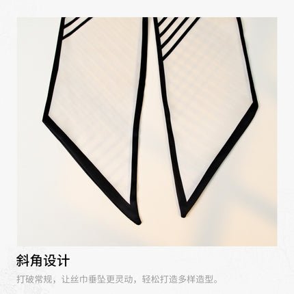 2025 European and American-style Beveled Silk Scarf Cross-border Silk Cashew Dot Long High-end Ribbon Scarf Women's Belt