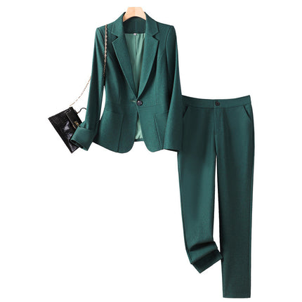 Green Suit Jacket Women Spring and Autumn New High-end Civil Servant Interview Professional Temperament Suit suit Work Clothes