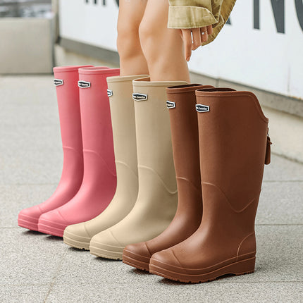 Cross-Border Foreign Trade Russian and Korean Women's Long Rain Boots, High Rain Boots, Waterproof Rubber Shoes, Overshoes, Non-Slip and Wear-Resistant