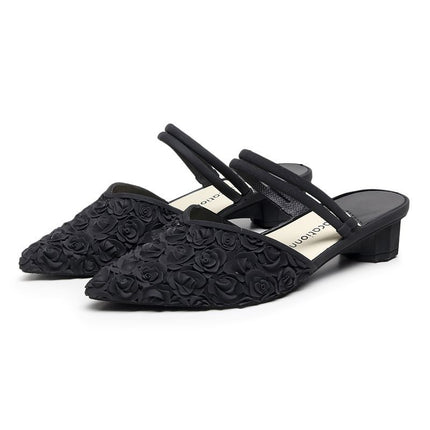 New pointed toe slippers women's summer wedge casual waterproof mid heel non-slip beach sandals women's fashion dual-use women's shoes