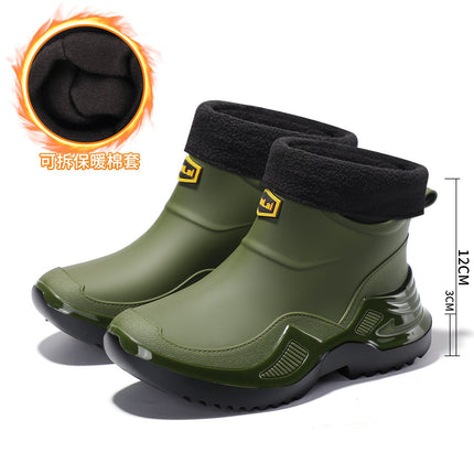 Spring and Autumn Trendy Cool Fashionable Men's Short Rain Boots Sports Men's Waterproof Rubber Shoes Thickened and Widened Non-Slip Men's Foreign Trade Rain Boots