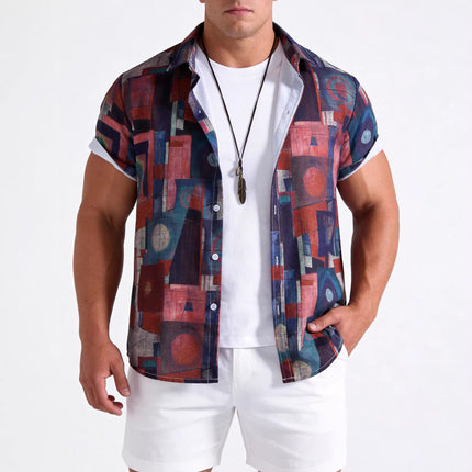 Foreign Trade Spring and Summer New AliExpress Explosions Men's Short-sleeved Printed Shirt Summer Hawaii Beach Men's Shirt
