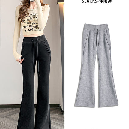 2024 Autumn and Winter New Wide Leg Pants High Waist Casual Dagging Slimming Wide Leg Fit Milk Silk Slim Fit Bell Pants