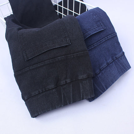 2025 spring new women's 300kg plus size Denim leggings women's spring and autumn free consignment of one-button shop