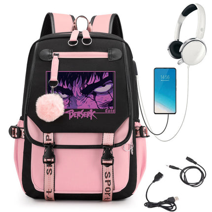 Sword Wind Legend Kais Eye Campus Style Student School Bag with USB Travel Backpack Cross-Border Dropshipping 0520