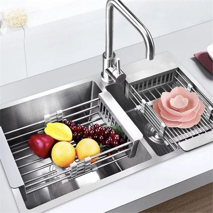 Factory Direct Sales Retractable Drain Rack Kitchen Sink Drain Basket Stainless Steel Thickened Dish Basin Drain Rack Storage Rack