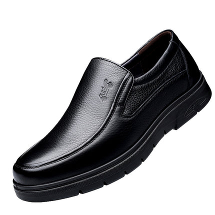 Men's Leather Shoes, Genuine Leather, Business Casual, Versatile, Breathable, Middle-Aged and Elderly Dad's Leather Shoes, Tendon Sole Slip-Ons
