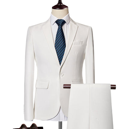 Men's Business Casual Suit Set White Two-Piece Suit Xz 5.2-26.1kg Piece Set Amazon