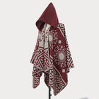 Cape with hat-burgundy