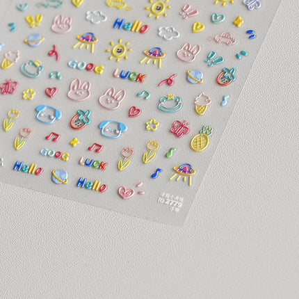 Pink Graffiti Small Drawing Board Nail Art Stickers Tomoni Embossed Popular Japanese Style Nail Stickers Cute Nail Art Accessories