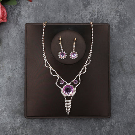 Korean Bride Necklace Earrings Two-piece Decorations Wedding Yarn Wedding Jewelry Wedding Accessories Dance Studio
