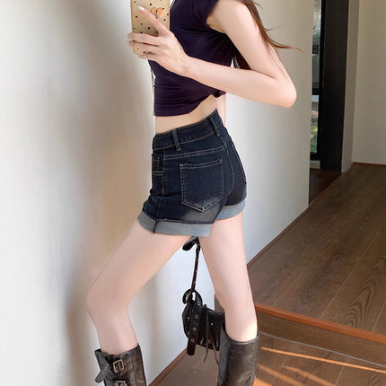 Sexy Retro Jeans Women's Clothing 2025 New Summer Fashion Hot Girl Hot Pants Versatile Slimming Shorts Women's Summer