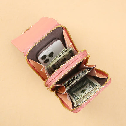 New Mobile Phone Bag Women's Korean-style Fashionable Multifunctional Crossbody Shoulder Bag Zipper Solid Color Simple Mini All-match Wallet