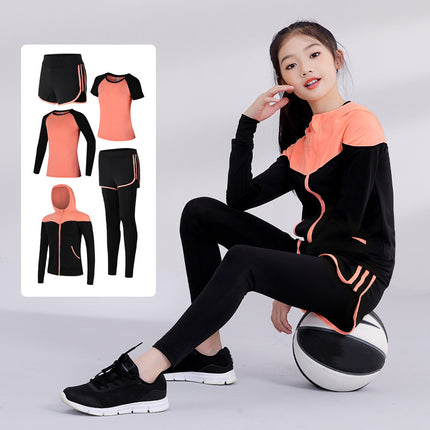Children's Running Clothing Sports Suit Tights Girls Yoga Training Basketball Quick-Drying Clothing Elastic Sweat-Absorbent Fitness Clothing