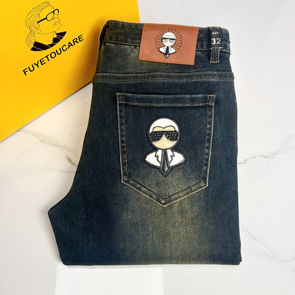 Fast hand TikTok same style Old Buddha high-end autumn and winter retro slim stretch fashion brand small straight men's jeans