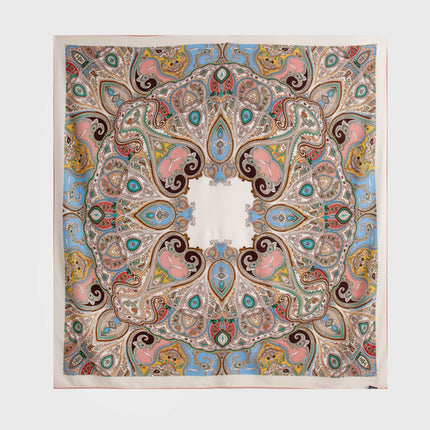 New Style Women's Silk Wool Scarf, Retro Printed Square Scarf, Sun Protection and Warm Neck Scarf, Dual-Use Decorative Scarf