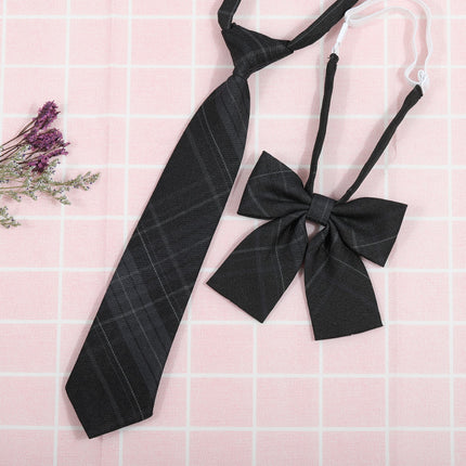 Japanese and Korean striped jk/dk college style men's and women's red cyanotic gray blue shirt accessories tie-free collar set