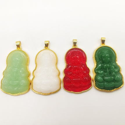 Ancient sand gold imitation jade gold-plated necklace jade brave Guanyin Buddha pendant live welfare drainage small gift supply