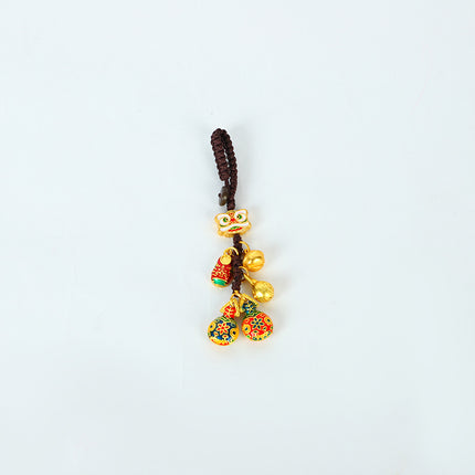Shajin Ancient Fa Gold Swallow Gold Family of Four Car Keychain Pendant High-end Ancient Fa Family of Three Bag Hanging Ornaments