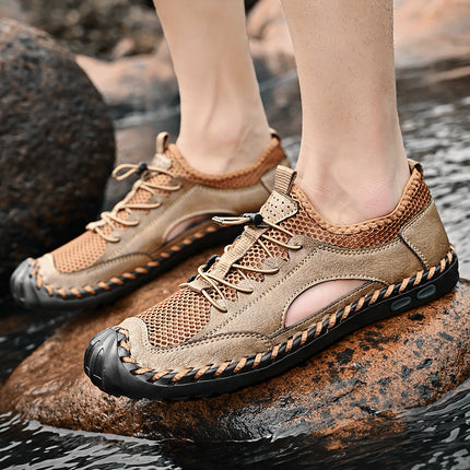 Foreign Trade Hot-Selling Summer New Products Hand-Stitched Mesh Shoes Breathable Casual Men's Outdoor Hiking Shoes Non-Slip River Tracing Shoes
