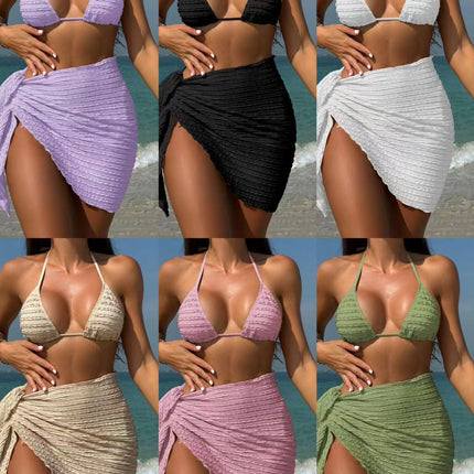 2025 European and American New Candy Series Special Fabric Swimsuit Swimsuit Bikini Three-Piece Bikini Bikini Bikini