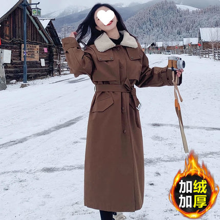 fleece-lined Thickened Parker Clothing Women's Long 2024 Winter New Tooling Cotton-padded Coat Niche Design Sense Cotton-padded Coat Trendy