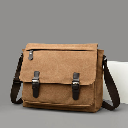 Korean Style Canvas Crossbody Bag Trendy Shoulder Bag Men's Large Capacity Student Computer Bag Camera Bag Large Factory Direct Sale