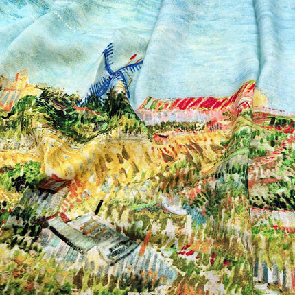 90cm Spring New Van Gogh Oil Painting Windmill Vegetable Garden Fashion Shawl Large Square Scarf Scarf Scarf Strapless Scarf