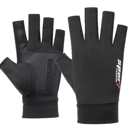Cycling Gloves, Outdoor Driving Gloves, Electric Vehicle Sun Protection Gloves, Non-Slip Touch Screen Fingerless Gloves, Men's Fishing Ice Silk Gloves Wholesale
