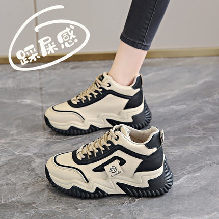 Women's Sneakers 2025 New Spring and Autumn Plush Thick-Soled Student Foot-Shaping High-Top Dad Shoes