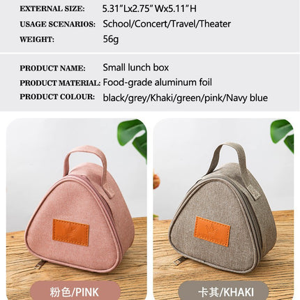 Triangular Lunch Box Handbag Polyester Rice Ball Insulated Lunch Box Bag Thickened Aluminum Foil Office Worker Lunch Bag Student Lunch Bag